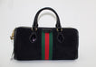 GUCCI BLACK OPHIDIA BOSTON SUEDE BAG