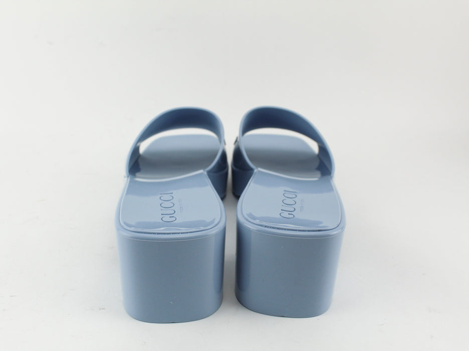 Gucci Rubber Slide Sandal Light Blue