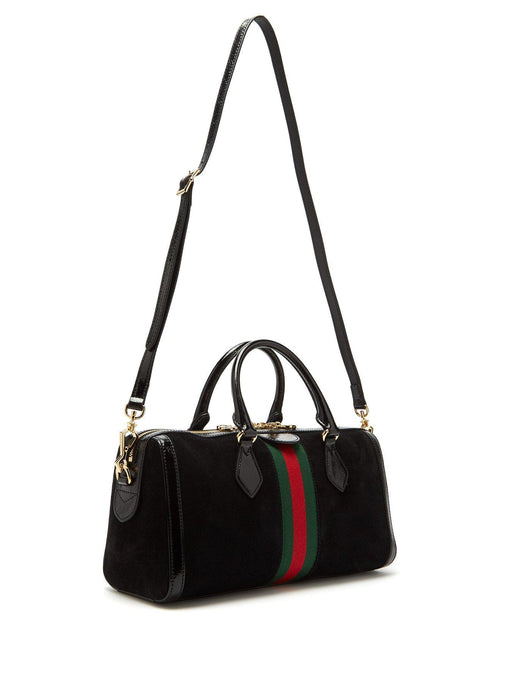 GUCCI BLACK OPHIDIA BOSTON SUEDE BAG