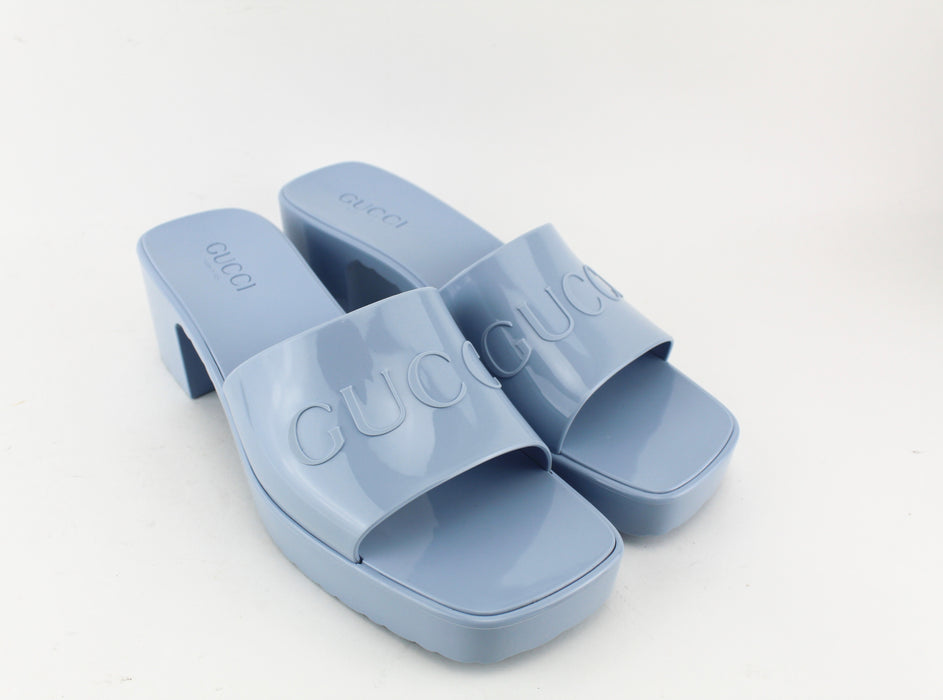 Gucci Rubber Slide Sandal Light Blue