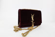 Saint Laurent Kate Small With Tassel In Velvet In Dark Legion Red