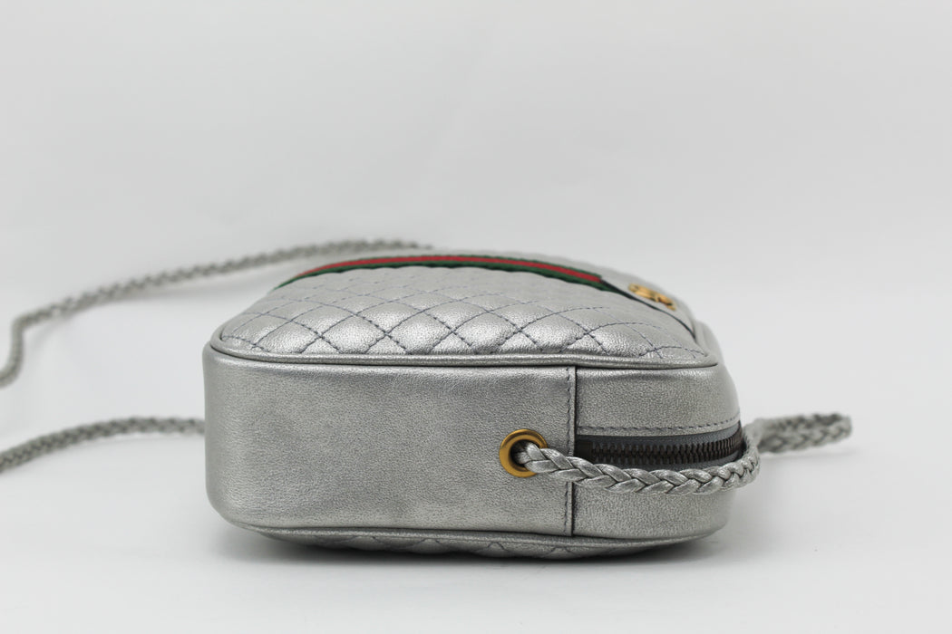 GUCCI METALLIC QUILTED LEATHER SHOULDER BAG